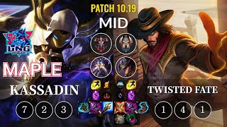 LNG Maple Kassadin vs Twisted Fate Mid - KR Patch 10.19