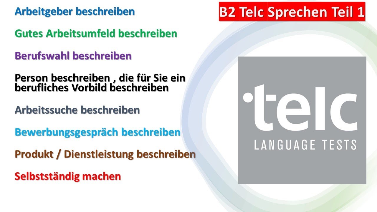 Sprechen Teil 1 B2 Beruf B2 Deutsch für den Beruf Mündliche Prüfung Teil 1 | Telc B2 Sprechen