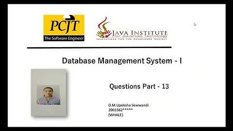 Database Management System - 1( video - 13) | Question Set - 13 | Java Institute | SE | Level - I |