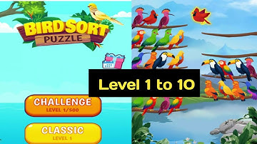 Bird Sort Color Puzzle Level 1 to 10 Gameplay | Bird Sort Color Puzzle Puzzle Game Android, iOS