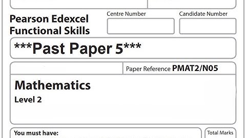 Functional Skills Maths L2 Past Paper 5 Pearson Edexcel