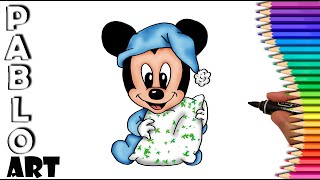 How to draw Cute baby Mickey Mouse | Learn to Draw  step by step