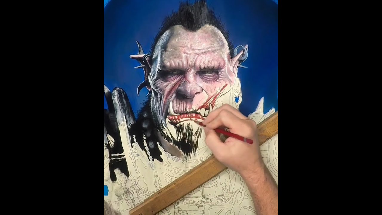 Time lapse of pastel Orc drawing done by Bruce Riehl