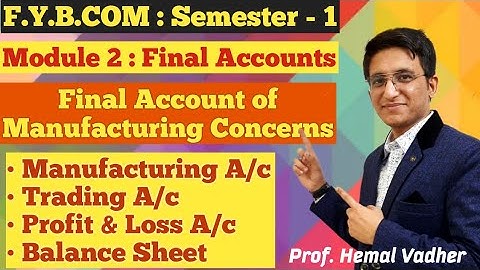 F.Y.B.COM | Final Account of Manufacturing Concerns | Module 2 : Final Account | Hemal Sir |
