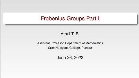 Frobenius Groups Part I