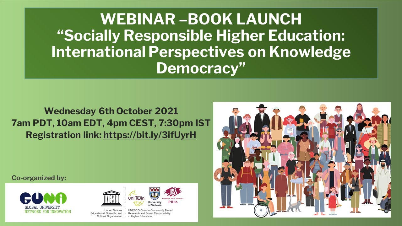 Webinar book launch Socially Responsible Higher Education: Int. Perspectives on Knowledge Democracy