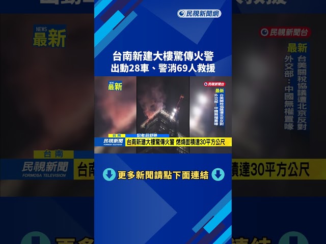 台南新建大樓驚傳火警　出動28車、警消69人救援－民視新聞