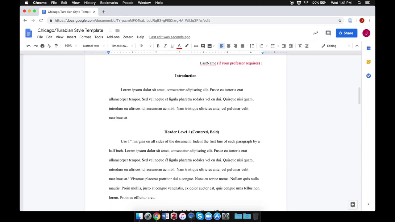 How to Create a Chicago/Turabian Style Template in Google Docs Intended For Turabian Template For Word