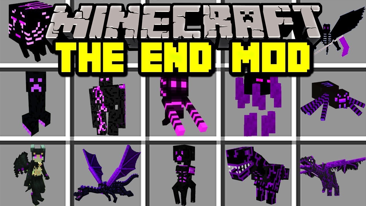 Minecraft THE END MOD!, TRAVEL TO END AND FIGHT NEW MOBS AND BOSSES!