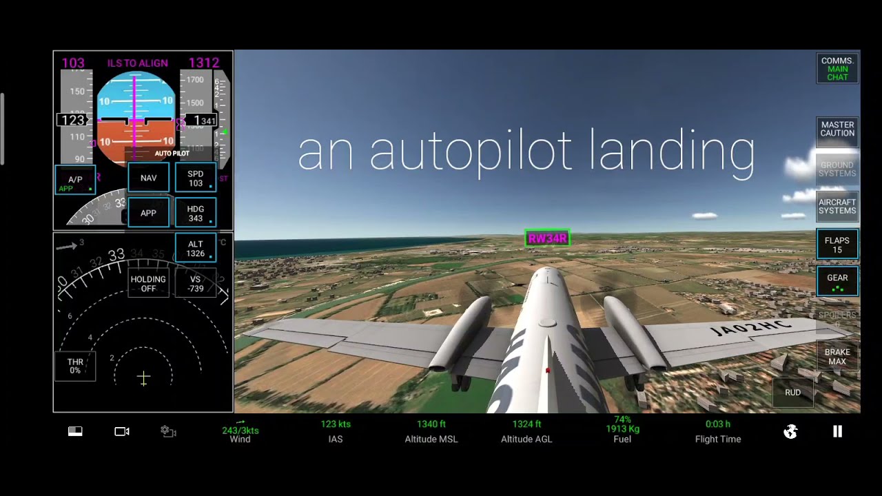Auto Pilot Simulator autopilot making a landing saab 340!||autopilot simulation in RFS||real ...