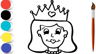 How to draw easy Princess in a beautiful Dress l Easy drawing and Coloring For Kids and Toddlers