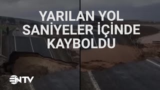 Şanlıurfada Sele Dayanamayan Yolun Çöktüğü Anlar