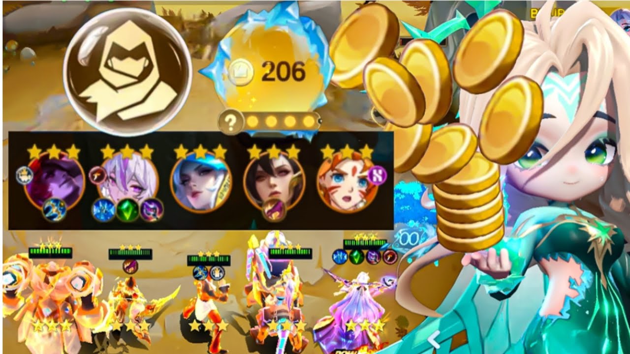 UNLIMITED GOLD TRICK 5 LEGENDARY HEROES 3 STARS MAGIC CHESS