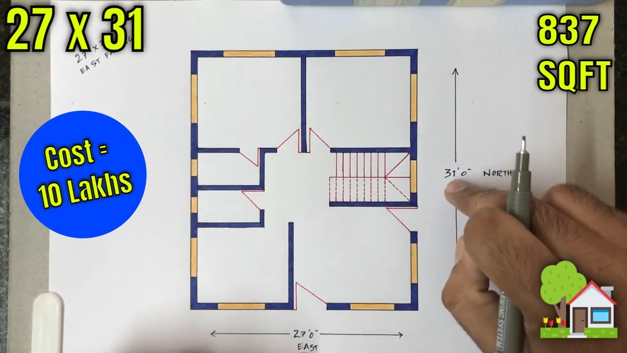 27 x 31 घर का नक्शा || 27X31 MAKAN KA DESIGN || 27X31 HOUSE PLAN DESIGN || 27X31 MAKAN KA NAKSHA