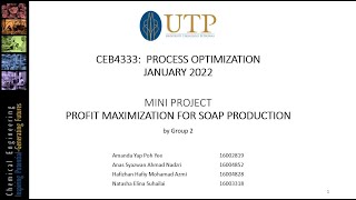 Mini Project Group 2: Profit Maximization for Soap Production