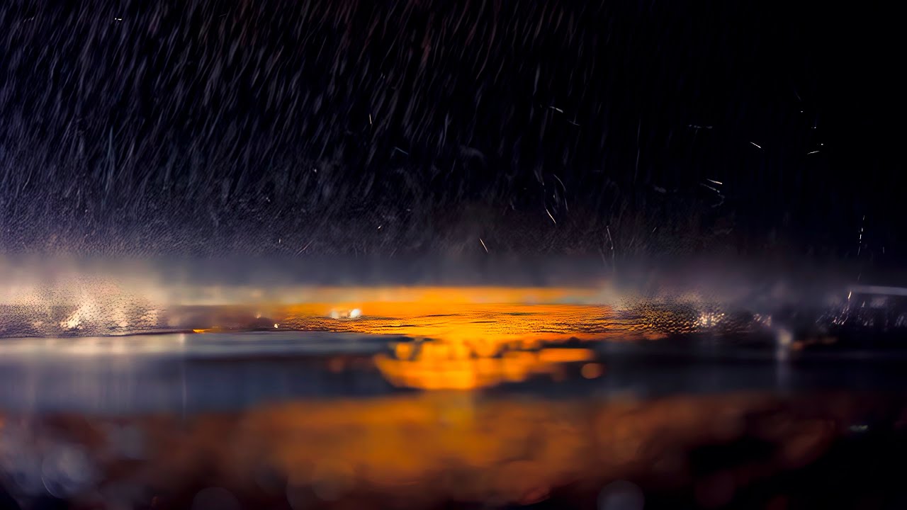 rainy night on pavement  - Moody Rain Ambience for Sleep