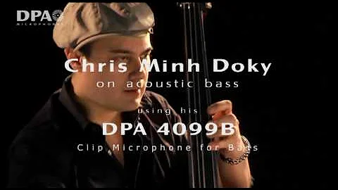 Upright bass mic: Chris Minh Doky demonstrates his...