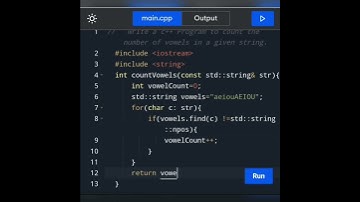 How to write a c++ program to count the number of vowels in the given string.