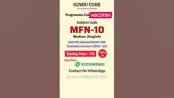 MFN 10 Solved Assignment PDF 2025-26 in English, MSCDFSM program MFN-10 Solved assignments