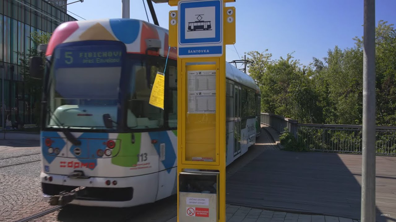 Czech Republic, Olomouc, tram 5 ride from Trnkova to Šantovka