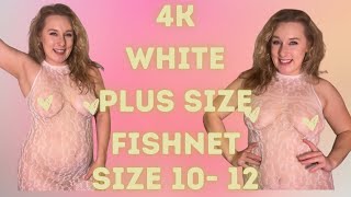 4K  White  Plus Size Fishnet - See Through fishnet dress - RainsTryOn