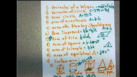 ACT area and volume formulas