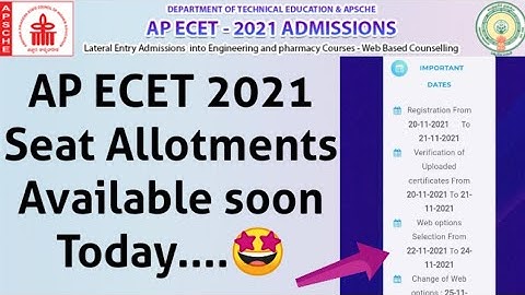 AP ECET 2021 SEAT ALLOTMENTS AVAILABLE SOON...🤩
