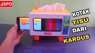 Cara buat kotak tisu tv jadul dari kardus || ide kreatif