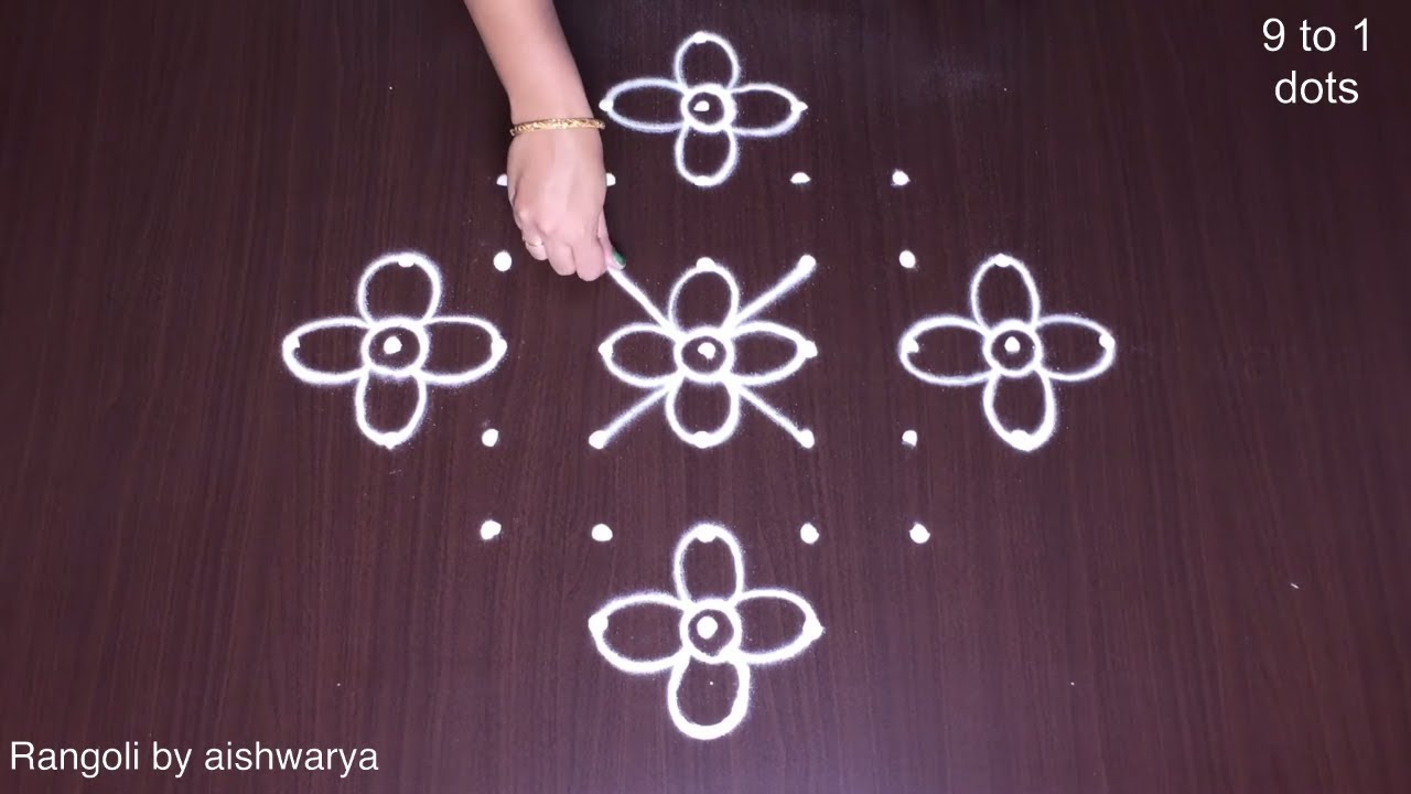 New Model Poo Kolam 9 Dots