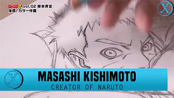 When was the first version of Naruto drawn by Masashi Kishimoto?