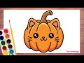 Halloween Pumpkin Drawing | Hello Kitty Pumpkin | Cute Tori Pumpkin Art Tutorial