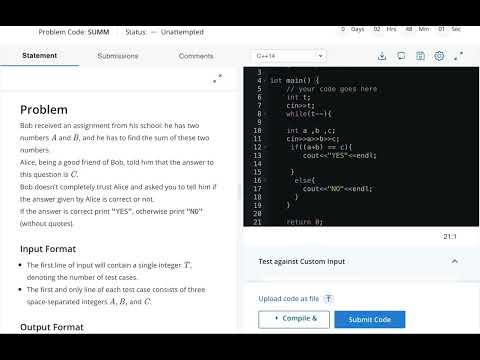Sum it Codechef Solution #codechef #solution  || starters 72 || 4th January 2023