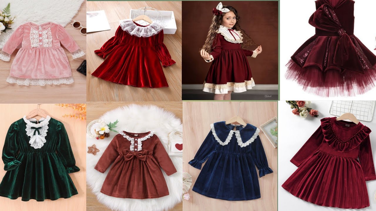 Baby girl velvet frocks design ideas| baby girls frock design| winter collection|velvet kurti