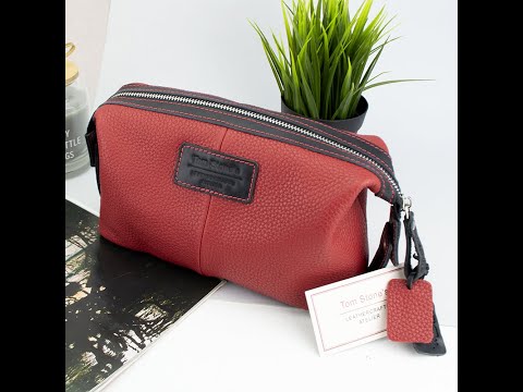 Косметичка жіноча велика шкіряна Tom Stone 064 R-B червоно-чорна, відео 1