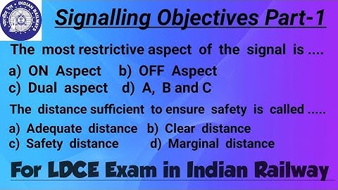 Indian Railway Departmental Exam Questions with Answers | LDCE |Railway Signalling Objectives Part-1