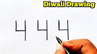 444 से दीवाली पे सुंदर चित्र बनाए | Easy Diwali Drawing | Festival Drawing | Number Drawing screenshot 2