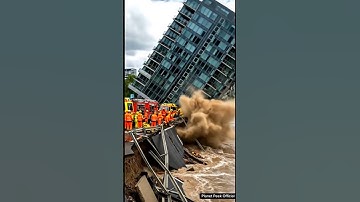 Ground Collapse Causes Building to Fall into River Instantly!