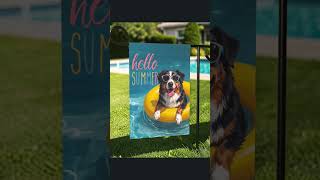 Hello Summer Australian Shepherd Garden Flag