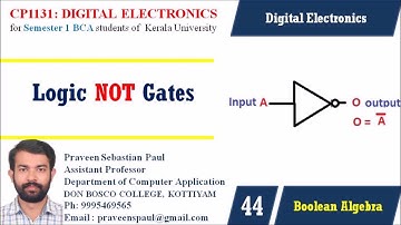 DIGITAL ELECTRONICS – LECTURE 44 – LOGIC NOT GATE - BCA SEM1