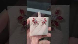 Ruby Flower Earrings
