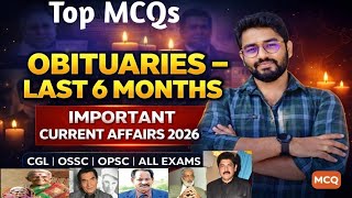 Obituaries Current Affairs Top MCQs 2026 | Obituary Last 6Months Current Affairs | Crack Govt. Exam