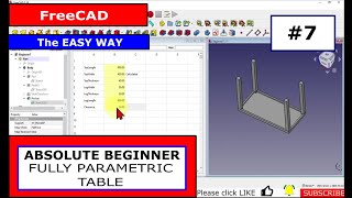 FreeCAD For Beginners #7 Spreadsheet Driven Fully Parametric Table