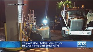 Thieves Use Stolen Semi Truck To Crash Into And Steal ATM