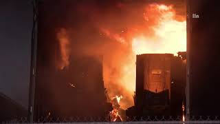 Multiple Semi Trucks & Trailers Destroyed In Fire  | ONTARIO, CA  4.27.23