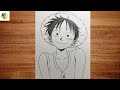 How to Draw Monkey D. Luffy Step by Step |Easy One Piece Drawing Tutorial|anime sketch for beginners