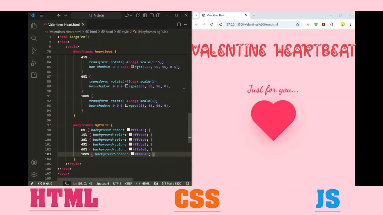 Create a Valentine Heartbeat Animation Tutorial ❤️ | HTML | CSS 😍