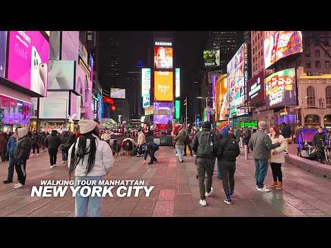 New York Manhattan Winter Walk, 8th Avenue, 7th Avenue, Madison Avenue, 6th Avenue, 42nd Street, USA