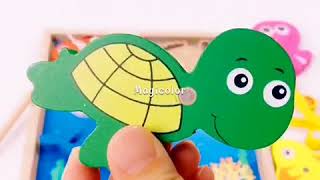 Okeykids Children Educational Fish Game Wooden Magnetic Fishing Toys For Kids