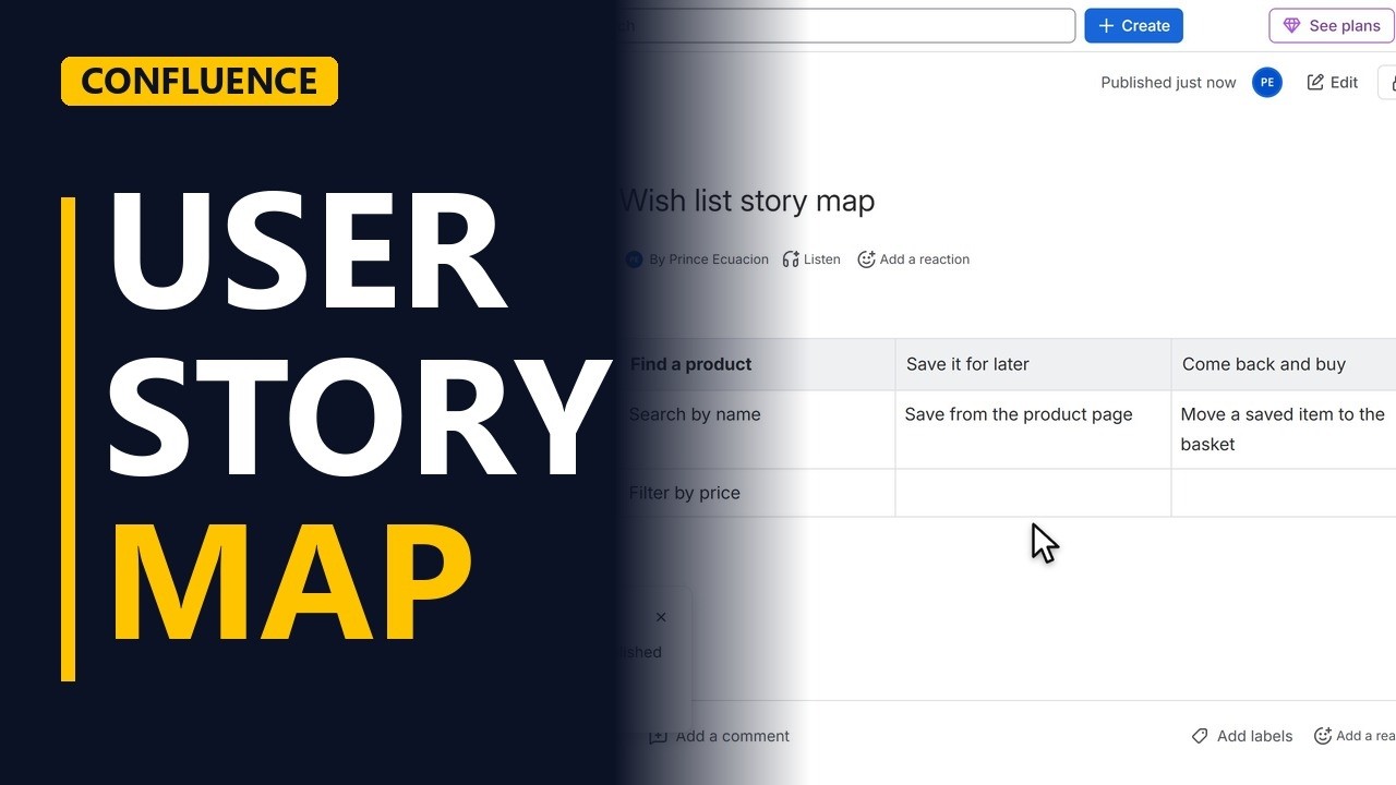 User Story Map in Confluence: Activities and Stories on One Page