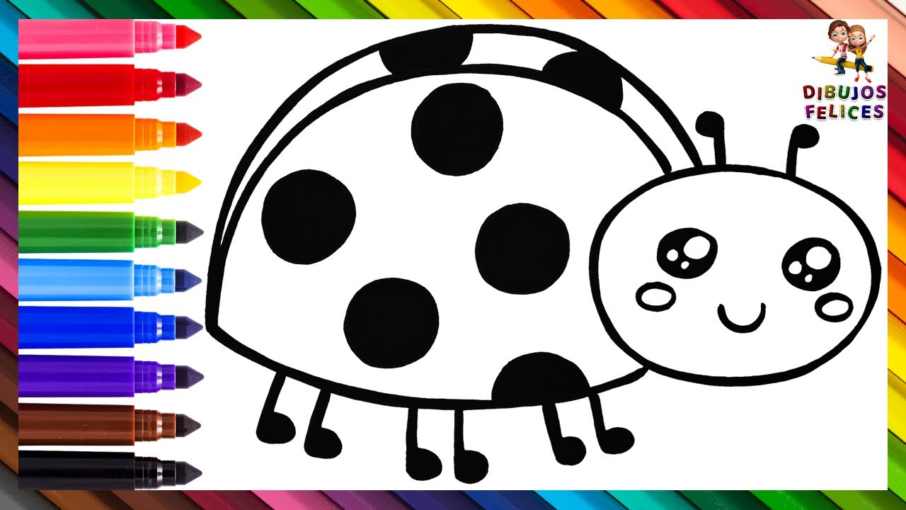Cómo Dibujar Una Mariquita 🐞 Dibuja y Colorea Una Linda Mariquita 🐞🌈 ...